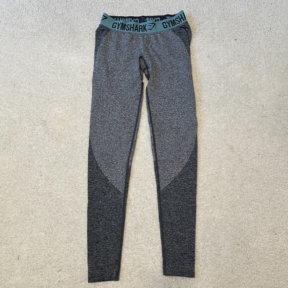 Gymshark Pants - Gymshark Leggings Womens Small Gray Teal Dry Flex Low Rise Seamless Ankle Length